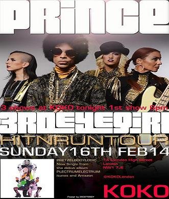 Prince & 3rd Eye Girl live au Koko de Londres – 16 février 2014